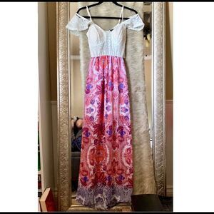 NWT xs lace off shoulder maxi